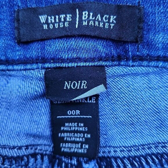 White house Black market womens size 00R distressed embellished blue den… - Picture 4 of 9